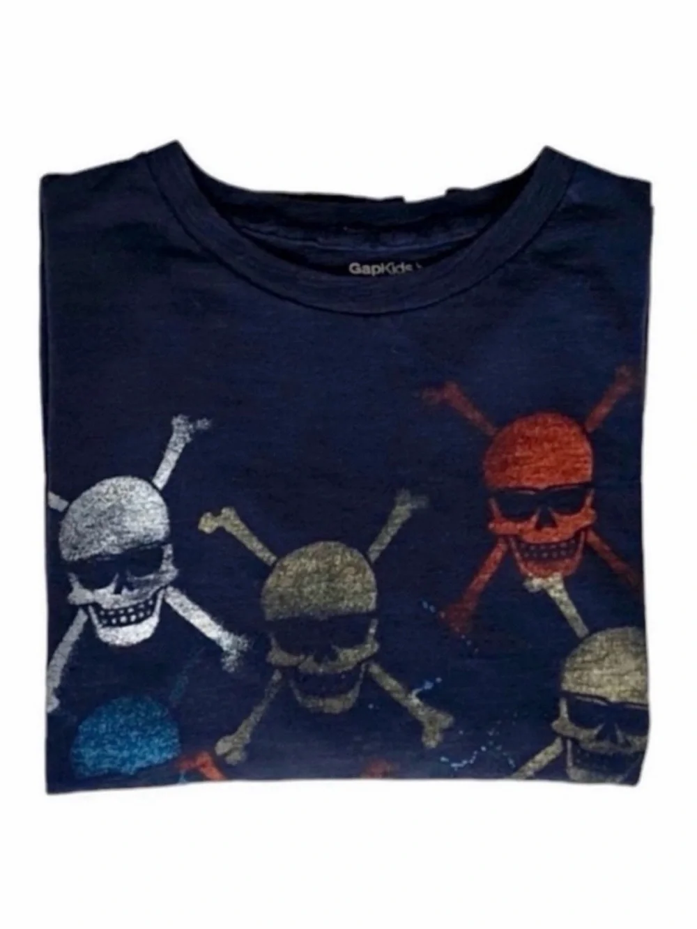 Set of 2 Gap Skull Graphic Print Crewneck Long Sleeve Cotton T-Shirts Size Large